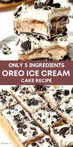 oreo ice cream cake recipe on a white plate