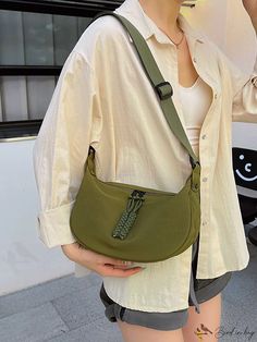 BirdinBag - Stylish Multi-purpose Shoulder & Crossbody Bag Khaki Large Capacity Crossbody Bag, Everyday Khaki Shoulder Bag With Mobile Phone Bag, Khaki Shoulder Bag With Mobile Phone Pocket, Casual Hobo Bag For Errands With Mobile Phone Bag, Daily Use Khaki Crossbody Bag, Khaki Crossbody Bags For Daily Use, Green Large Capacity Baguette Shoulder Bag, Green Rectangular Chest Bag With Large Capacity, Large Capacity Green Baguette Bag For Travel