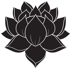 a black and white lotus flower on a white background