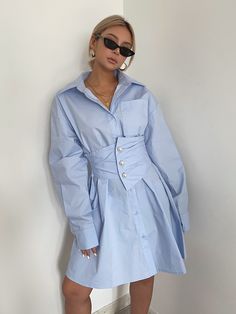 Whatever style youre looking for, our womens clothing are showstoppers!Check out some of our favorite top styles below!Fabric: BlendedColor:blueSize: (cm)One size fits all,Bust 104,sleeve length 74 dress length 87Washing Suggestions: Hand wash recommended, hang to dry, do not bleach, low iron&ltp&gtPlease check the size carefully when you place the order!&lt/p&gt&ltbr/&gt&ltp&gtFor more pictures please contact us!&lt/p&gt&ltbr/&gt Trendy Long Sleeve Mini Dress For Day Out, Long Sleeve Shirt Dress For Summer Office, Long Sleeve Summer Shirt Dress For Office, Trendy Fitted Long Sleeve Shirt Dress, Spring Cotton Solid Color Shirt Dress, Spring Cotton Shirt Dress In Solid Color, Fitted Long Sleeve Shirt Dress, Fitted Solid Color Shirt Dress For Day Out, Trendy Long Sleeve Shirt Dress For Spring