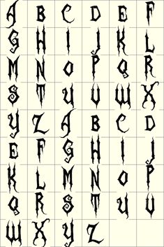 some type of gothic alphabet with different letters