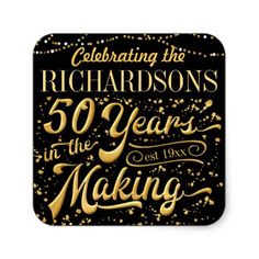 celebrating richard 50 years in the making coaster with gold lettering and confetti sprinkles