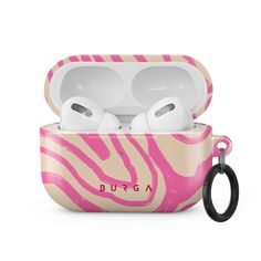 the case is designed to look like an animal print with pink and white swirls