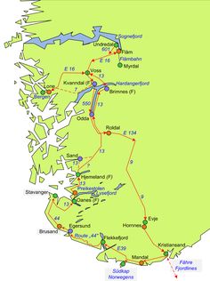 a map of iceland with all the roads and major cities on it's side