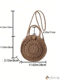 BirdinBag - Versatile Vacation Straw Bag with Double Handles - Medium Size Word Wrap, Bag Bag, Color Khaki, Medium Size, Straw Bag, 4 Inch, Satchel, Straw, Handles