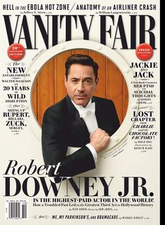 a man in a tuxedo is featured on the cover of vanity fair magazine