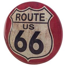 a red and white sign that says route us 66