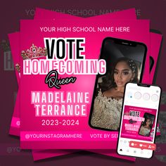 Homecoming Campaign Snack Ideas, Homecoming Maid Campaign Ideas, Hoco Court Campaign Posters Social Media, Homecoming Campain Ideas, Hoco Royalty Campaign, Running For Homecoming Queen Ideas, Homecoming Flyers Ideas High School, Hoco Queen Campaign Ideas Posters