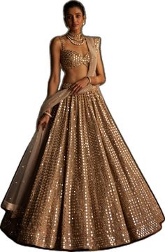 Lehenga For Bride, Mirror Blouse, Wedding Illustrations, Gold Lehenga, Indian Lehenga Choli, Embroidered Lehenga, Wedding Illustration, Indian Wedding Wear, Indian Lehenga