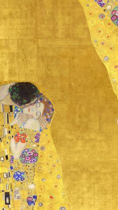 the kiss by klimt painting print on wrapped canvas in gold with multicolored flowers