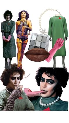 the collage shows different types of clothing and accessories, including an image of a woman with