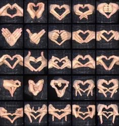 many hands are arranged in the shape of hearts