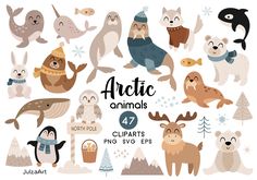 arctic animals clipart set for commercial use in adobe, wordpress and png formats