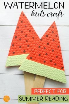 watermelon popsicle craft with text overlay that says perfect for summer reading