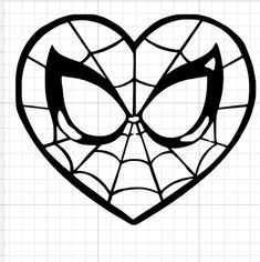 a heart shaped spiderman face with the eyes open