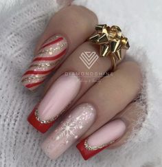 Nails Xmas, Classy Christmas, Holiday Nails, Trendy Nails, Festive Christmas, Christmas Nails, Red Christmas