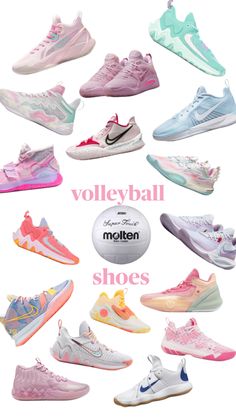 the nike shoes are all in different colors and sizes, including pink, white, blue,