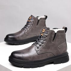 Hign-concerned Chemical : None Model Number : 2023SH318 Shaft Material : Split Leather Lining Material : Plush Outsole Material : RUBBER Insole Material : Plush Boot Type : Martin Boots Boot Height : ANKLE Upper Material : Split Leather Brand Name : EFBABA CN : Jiangxi Feature1 : anti-slip Feature2 : warm Feature3 : wear-resistant Feature4 : other seasonable1 : wintertime seasonable2 : springtime seasonable3 : autumn Applicable gender : male Upper material : All in one skin Sole material : rubber thickness : Ordinary thickness Popular element : Sewing thread Cortical feature : Two layers of cow skin Heel or not : no design : Solid color Way of wearing : Frenum anterior Heel shape : Flat heel Toe shape : pommel colour1 : Black fleece colour2 : Grey pile size1 : 38 size2 : 39 size3 : 40 size Mens Ankle Boots, Winter Ankle Boots, Genuine Leather Boots, Mens Shoes Casual Sneakers, Cow Skin, Boot Types, Work Boots Men, Martin Boots, Men's Boots