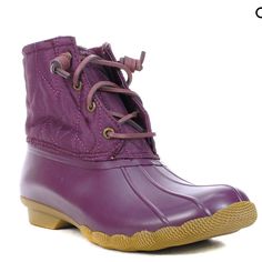 New Sperry Saltwater Duck Boots Purple Size 6 Retail: $150 Inventory: B.87 Fall Nylon Boots With Round Toe, Nylon Boots With Round Toe For Fall, Casual Waterproof Nylon Boots For Fall, Casual Nylon Waterproof Boots For Fall, Sperry Saltwater Duck Boots, Duck Boots, Sperry Shoes, Rubber Duck, Winter Rain