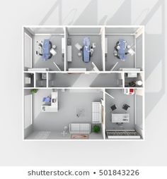 an overhead view of a three bedroom apartment stock photo © shutterstocker / shuttererstock