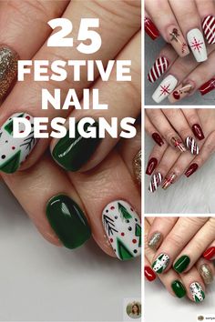 Nails Art Christmas Design, Christmas Nail Design Tutorials, Festive Gel Nail Designs, Christmas Nails Inspiration Simple, Nail Designs With Regular Polish, Light Up Nails, Plaid Christmas Nail Designs, Beautiful Christmas Nails, Easy Diy Christmas Nail Designs