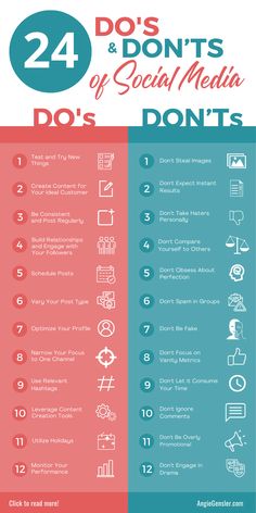 two different types of social media are shown in this info sheet with the words, do's and don'ts