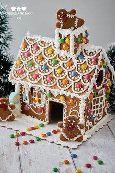 a decorated gingerbread house with candy and candies