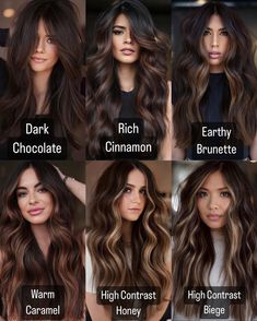 Temporary Highlights For Black Hair, Fall Hair Tones, Money Pieces For Black Hair, Brunette Hair Tones, Latina Balayage, Fall Hair Trends 2024 Brunette, Hair Color For Brown Skin Latina, Latina Hair Color Ideas, Rambut Brunette