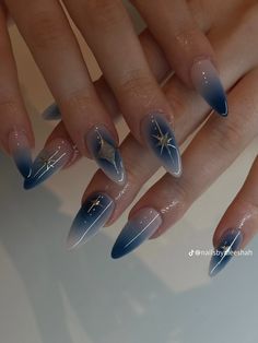 Blue Formal Nails, Shiny Nails Designs, Summer Acrylic, Anime Nails, Aesthetic Nails, Gel Nails Diy