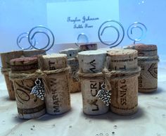 several wine corks are sitting on a table