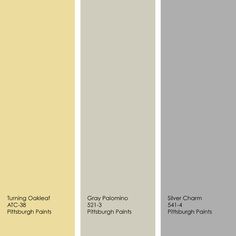 four different shades of gray and yellow in the same color scheme, each with two different colors