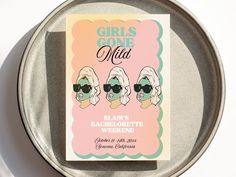 there is a poster on the back of a metal tray that says girls gone may