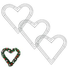 three hearts shaped like wreaths on top of each other with one heart in the middle