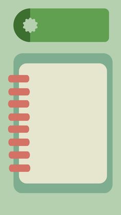 an open notebook with red and green spirals next to it on a light green background