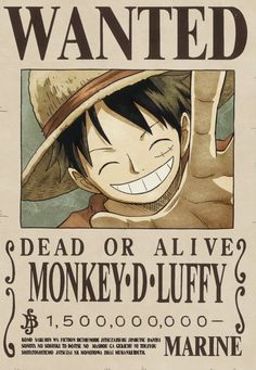 the wanted poster for one piece's upcoming film, monkey d luffyy