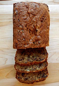 slices of banana bread stacked on top of each other