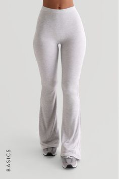 Pro-Technical Flared Leggings - Light Heather Gray Solid Flare High Stretch Leggings, Light Grey Flare Leggings, Gray Full-length Yoga Pants With 4-way Stretch, Gray Full Length Micro-elastic Yoga Pants, Versatile Gray Full-length Leggings, Flared Leggings, High Waisted Flares, Long Pants, Flare Pants