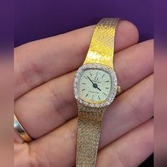 Vintage Omega 14k Yellow Gold & Diamond Watch Gold Diamond Watches, Vintage Omega, Diamond Watch, Vintage Accessories, Accessories Watches, Gold Diamond, Women Accessories, Yellow Gold, Yellow