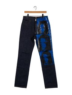 Calvin Klein 205W39NYC Slim Fit Jeans - Blue, 11.25" Rise Jeans, Clothing - CLVKH30769 | The RealReal Logo Calvin Klein Jeans, Ck Jeans Men, Calvin Klein Jeans Mens, Casual Calvin Klein Mid-rise Jeans, Calvin Klein Casual Graphic T-shirt, Calvin Klein 205w39nyc, Coat Pant, Accessories Jacket, Shoulder Sweater