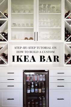 Step-By-Step Tutorial On How To Build A Custom Ikea Bar Ikea Kitchen Planner, Ikea Bar, Ikea Built In, Home Bar Cabinet, Basement Bar Designs, Diy Home Bar, Kitchen Planner, Built In Bar