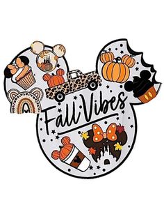 mickey mouse sticker with the words fall vibes on it