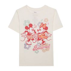 Features: Screen PrintedCharacter: Minnie Mouse, Mickey MouseClosure Type: Pullover HeadFit: Regular FitNeckline: Crew NeckSleeve Length: Short SleeveFiber Content: 50% Cotton, 50% PolyesterFabric Description: JerseyCare: Tumble Dry, Machine WashCountry of Origin: Imported Playful Minnie Mouse Cotton T-shirt, Playful Cotton T-shirt With Minnie Mouse, Spring Minnie Mouse Cotton T-shirt, Spring Cotton T-shirt With Minnie Mouse, Minnie Mouse Short Sleeve T-shirt For Spring, Short Sleeve Minnie Mouse T-shirt For Spring, Minnie Mouse Disneyland, Screen Printed Tshirts, Mickey Mouse Minnie Mouse