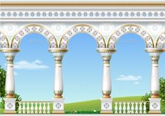 an arch with columns in the park - miscellaneous objects objects / objects clippings