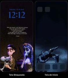 two cell phones side by side with the same image on them, one showing an animated character