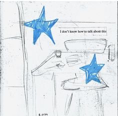 a drawing of two blue stars sitting on top of a table next to each other