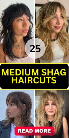 Wavy hair is perfectly complemented by the Medium Shag Haircuts 2024. These haircuts bring out the natural movement in your waves, whether you have fine or thick hair. They offer a range of styles, from bangs to side parts, each designed to enhance your look with a touch of sophistication. Shag Haircut With Bangs Medium, Side Bangs Shag, Choppy Layers For Fine Hair, Shag Haircut Medium Length, Versatile Bangs, Hair Shag, Heavy Bangs, Layered Thick Hair, Medium Shag