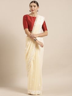 "Find more items of ADA:- https://www.etsy.com/in-en/shop/AdachikanStudio Fabric: Faux Georgette Length of the Saree: 5.50 meter Blouse Fabric: 1 meter Color: Optional Type of Embroidery: Chikankari Embroidery: Bakhiya, Phanda, Keelkangan and Jaali Thread: White Cotton Threads Ocassion: Party Wear Fabric Care: Hand wash Sales Package: Sari with attached unstitched blouse Touch and Feel: Soft and Comfortable Silhouette: The faux georgette saree embroidered with Chikan stitches pleasing with elega Traditional Georgette Blouse For Celebration, Cream Traditional Wear With Lace Work For Festive Season, Festive Cream Traditional Wear With Lace Work, Lace Saree For Eid Festive, Festive Off-white Traditional Wear With Self Design, Festive Georgette Blouse Piece With Lace Work, Festive Lace Saree With Chikankari Embroidery, Lace Saree With Chikankari Embroidery For Festive Occasions, Festive Lace Traditional Wear With Chikankari Embroidery