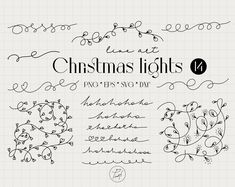 christmas lights handwritten font and numbers