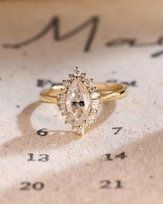 1.0 CT Marquise F/VS1 CVD Diamond Halo Solitaire Engagement Ring - Camila Brown