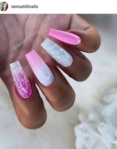 pink coffin nails and french braids Pink Coffin Nail Designs, Pink Coffin Nails, Y2k Acrylic, Coffin Nail Designs, Pink Coffin, Nails Y2k, French Braids, Amazing Nails, Nails Glitter